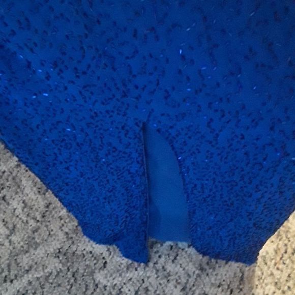 Peak Evenings Coral Blue Size 6 Prom Dress - Picture 6 of 8